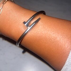 Nail Bangle Bracelet Silver New